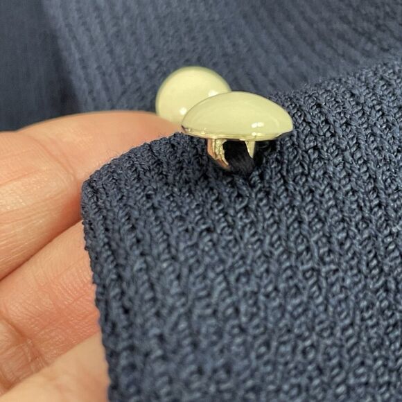 St John Collection Womens Navy White Trim Santana Knit Jacket/Blazer Size 12 - Picture 11 of 16